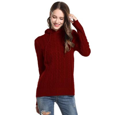 China Women's Turtle Neck Hooded Anti-wrinkle Sweatshirt Pure Warm Soft Loose Merino Wool Knitted Cardigan Sweater Sweater Long for sale