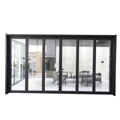 China Modern Vertical Aluminum Bifold Doors Windproof Folding Door Low Price Aluminum Patio Folding Door for sale