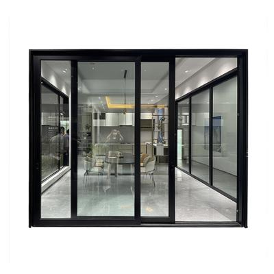 China Good Price Modern Aluminum Double Tempered Glass House Dustproof Modern Sliding Glass Doors for sale