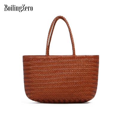 China Other handmade woven leather handbag tote bag handcrafted factory new arrivals crochet bags vintage knitting bags for sale