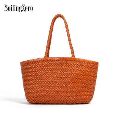 China Handmade woven rice 68004 high quality BoillingZero handbag leather bag window shopper blanks for sale