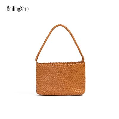 China Other Woman Hobo Bags Handbag Handmade PU Woven Leather Bag For Ladies for sale