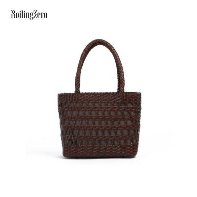 China Other New Arrivals Leather Handmade Crochet Handbag Cowhide Lady Tote Bag Fashion 2022 for sale