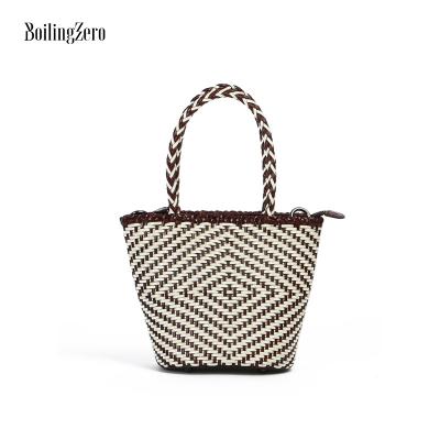 China Other 2022 Fashion Handmade Crochet Handbag Cowhide Leather Bag For Women Tote Bags Ladies for sale