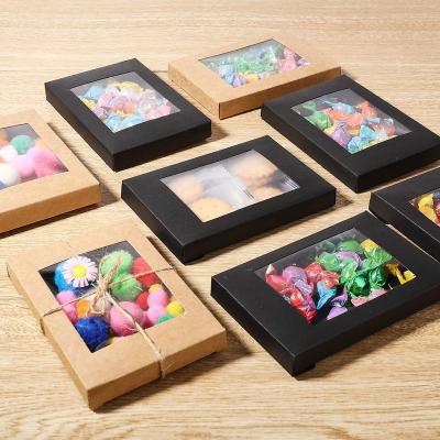 China 5x3x0.6 Recyclable Inches Kraft Paper Bakery Box With Clear PVC Window Pastry Gift Box For Candy And Other Crafts for sale