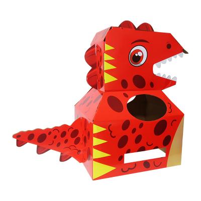 China Hot Selling Recyclable Dinosaur Toy 3D Portable Cardboard DIY Educational Handmade Cardboard Box For Kids for sale