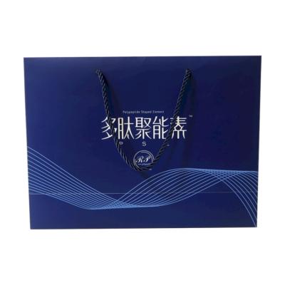 China Recyclable High Quality Best Price Custom Design And Printing Easy To Carry Blue Paper Bag With Handle for sale