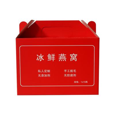 China Recyclable Boxes Handles Paperboard Food Packaging Fried Chicken Take Out Away Custom Take Out Box With Handle for sale