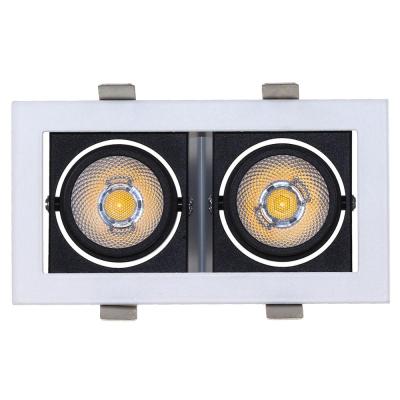 China Embeded 20 Watt 40W 60W Square Rectangular Recessed Ceiling COB Adjustable Twin Head LED Downlight Twin Light for sale