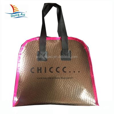 China Recycle; reusable; laminate; cosmetics; raincoat ; Reusable Non Woven Tote Bag / Clamp Zip Lock Luggage Bag for sale