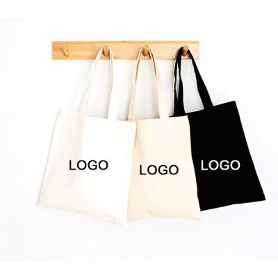 China Wholesale Promotional Eco Logo Reusable Simple Custom Made Shopping Tote Cotton Canvas Bag for sale