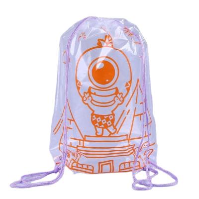 China Disposable Custom Size Cosmetics Plastic Drawstring Bag With Clear Cotton Rope Drawstring Bag for sale