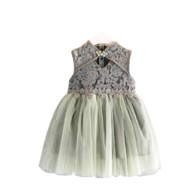 China Washable Gray Fashion Tutu Chinese Style Embroidery Kid Girl Dresses for sale