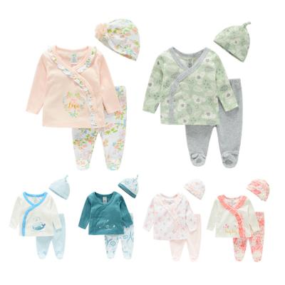 China Cheap Breathable Newborn 3 Piece Autumn Baby Clothing Sets, 2021 Boutique Knitted Infants Clothing Sets For 1year Baby for sale