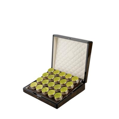 China Handmade Small Jar Gifts Box Custom High Gloss Wood Burl Luxury 20 Mixed Boxes Tea Organizer Box Gift Packaging for sale