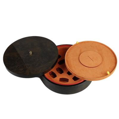 China Custom Luxury Kraft Handmade Wood Storage Round Box Organizer Teapot Compartment Maker Gift Boxes Fashion Style for sale