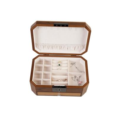 China Handmade Luxury Wooden Jewelry Box Multiple Fingerprint Organizer Storage Drawer Compartments Glass Mirror Mosaic Box Wood Case for sale