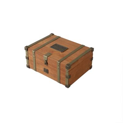 China Vintage OEM Storage Trunk Handmade Decorative Wooden Treasure Chest Wooden Crate Wooden Box With for sale