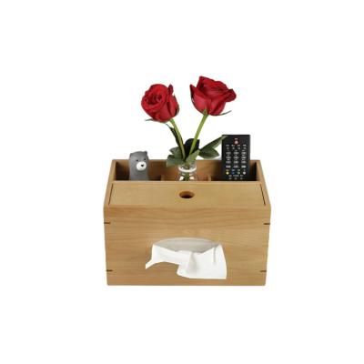 China Handmade Natural Wooden Multifunctional Cloth And Tissue Box Remoter Wooden House Use Storage Box for sale