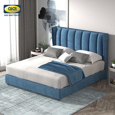 China AIDI Camas De Madera Products Hot Modern Light Luxury Bedroom Hotel Modern Cama Lit Velvet Beds En Wood Sale Wood Upholstered Beds for sale