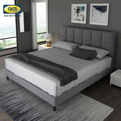 China AIDI Camera Da letto Modern Furniture Queen Size Metal Bed Velvet Upholstered Double Bed Wood Bed Frame For Full Size Cheap Bed for sale