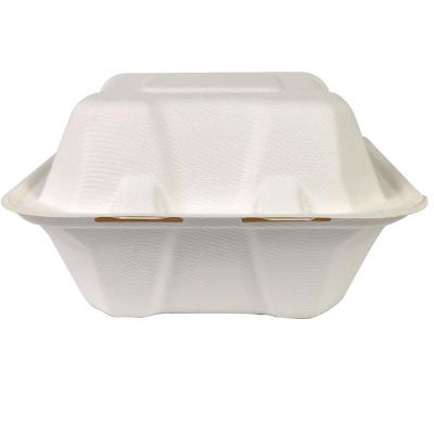 China EcoNewLeaf Contemporary 6 9 INCH One and Three Compartment Sugar Cane Bagasse Hamburger Boxes for sale