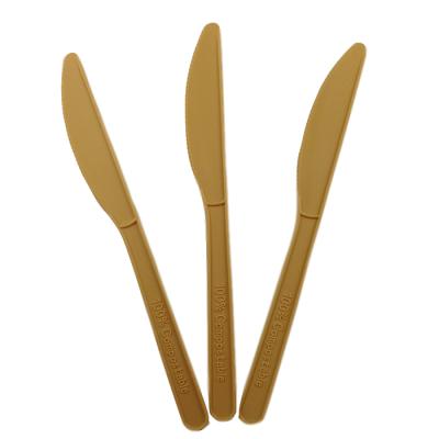 China EcoNewLeaf Alrline Disposable CPLA Knife Fork and Spoon Knife Spoon Cornstarch Disposable Compostable Utensil for sale