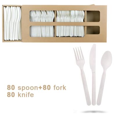 China EcoNewLeaf Disposable 7 INCH Eco Friendly Compostable Cutlery Made From Cornstarch 80 Sets for sale