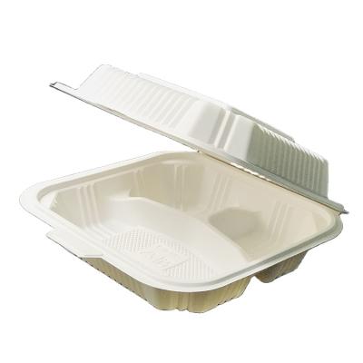 China EcoNewLeaf 8*8 THUMB Microwavable Top Block Disposable To Go Lunch Box Biodegradable Food Container for sale