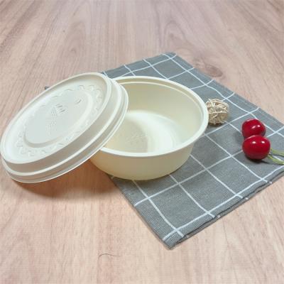 China EcoNewLeaf 600ml disposable custom printed biodegradable cornstarch bowl with lid for sale