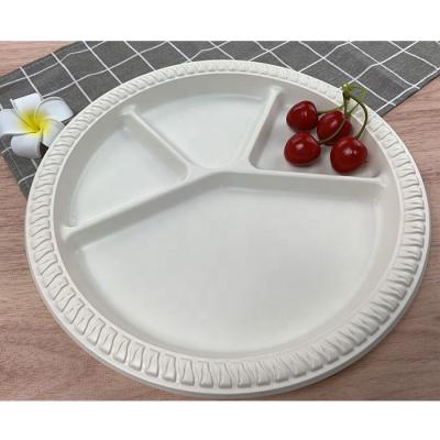 China EcoNewLeaf Disposable 11 Inch Disposable Flatbed with Biodegradable Compartments for Wedding for sale