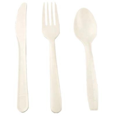 China Cornstarch Disposable Plastic Cutlery Pack Biodegradable Cutlery Set Bio Based Utensils Disposable For Party BBQ Picnic for sale