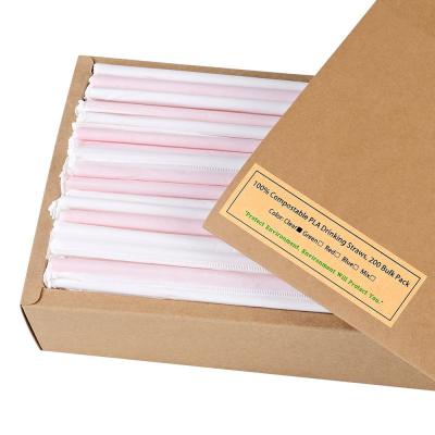 China EcoNewLeaf Disposable Compostable Custom Print Corn Food Grade PLA Drinking Straw for sale