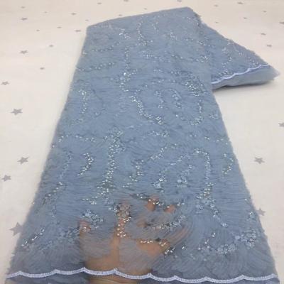 China New Style Sustainable Hand - Woven Lace Chiffon Beaded Luxury Lace Wedding Party Dress Fabric for sale