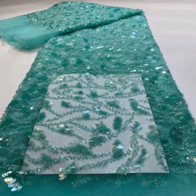 China Viable Fancy Handmade Fringe Lace Flowers For Dresses Flouncing Velvet Sequins Fabric for sale