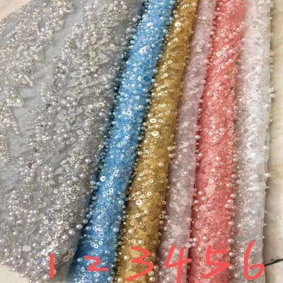 China Glitter Viable Loose Embroidery Luxury Lace For Wedding Dress Fabric for sale