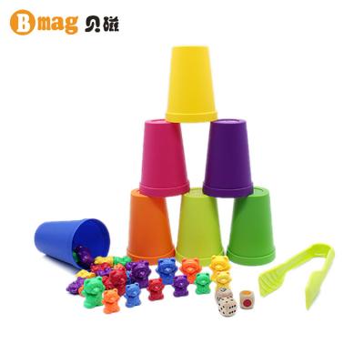 China teaching & Playing 2021 kids play montessori rainbow matching game counting bears with stacking cups high quality for sale