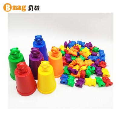 China teaching & Playing Kids Toys Rainbow Matching Game Counting Bears With Stacking Cups for sale