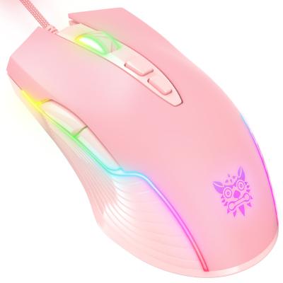 China NEW Original Onikuma CW905 Optical Top Selling Adjustable RGB 6 Colors Wired Waterproof PC Pink Gaming Mouse for sale