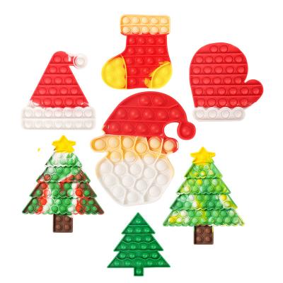 China Figet Toy 2021NEW hot sale Christmas silicone fidget toy Autism push bubble Christmas fidgety Relief Stress Reliever sensory toy for sale