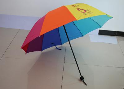 China Three Fold Rainbow Wind Resistant Rain Umbrella 10 Ribs 190T High Density For Girl for sale