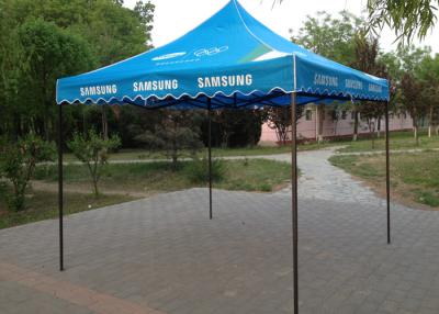 China Blue Steel Canopy 3x3 Pop Up Gazebo Hand Printing For Beach Advertising Trade Show for sale