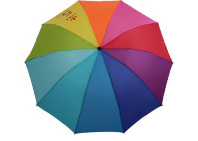 China 23 Inch 10K Manual Open Umbrella Rainbow Color Steel Frame , Pongee Fabric for sale