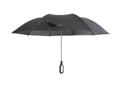 China Men Travel Rain 2 Fold Umbrella Black Color With Black Coated Handle for sale