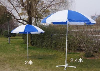 China Blue And White Outdoor Garden Umbrellas With Your Logo Printed , White Shaft for sale