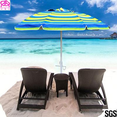 China Heavy Duty 7 Ft Uv Protection Sun Beach Umbrella With Air Vent Top for sale