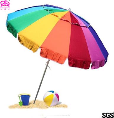 China 2.8m / 3m Collapsible Sun Beach Umbrella With Heat Transfer Printing for sale