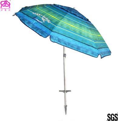 China Parasol de playa comercial impermeable a prueba de viento reutilizable de encargo que se resume a poste en venta