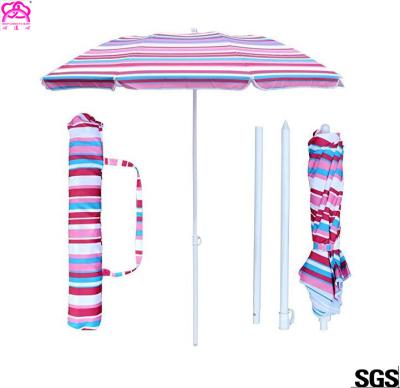 China Promotional Carbon Steel Ribs Portable Beach Umbrella With Silk Screen Printing for sale