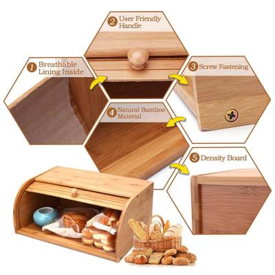 China Amazon Durable Hot-selling Bamboo Bread Storage Boxes Kitchen Food Storage Box for sale